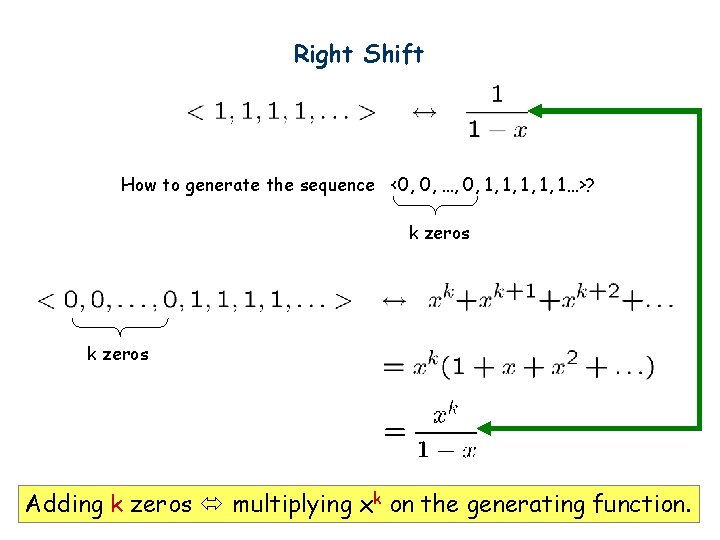 Right Shift How to generate the sequence <0, 0, …, 0, 1, 1, 1…>?
