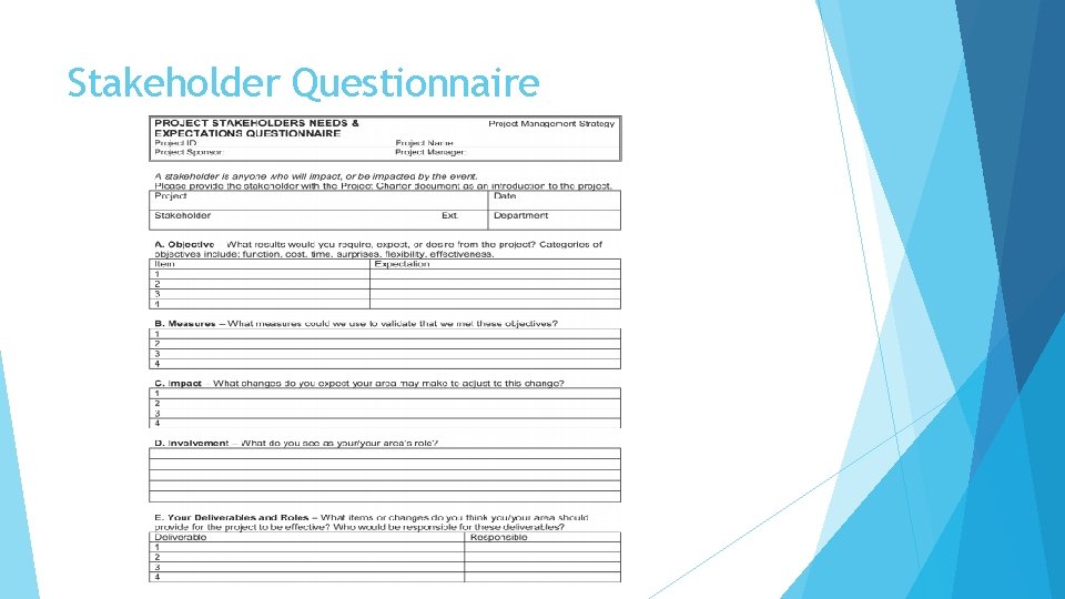 Stakeholder Questionnaire 