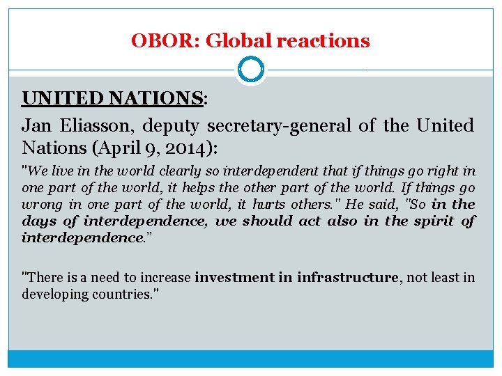 OBOR: Global reactions UNITED NATIONS: Jan Eliasson, deputy secretary-general of the United Nations (April