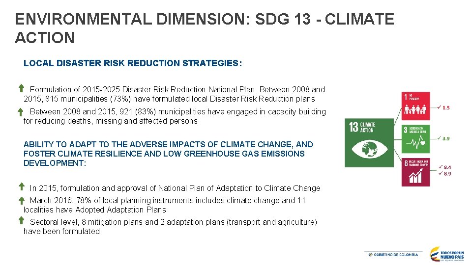 ENVIRONMENTAL DIMENSION: SDG 13 - CLIMATE ACTION LOCAL DISASTER RISK REDUCTION STRATEGIES: Formulation of