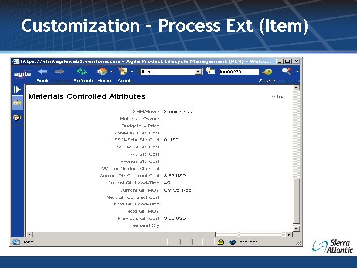 Customization – Process Ext (Item) 