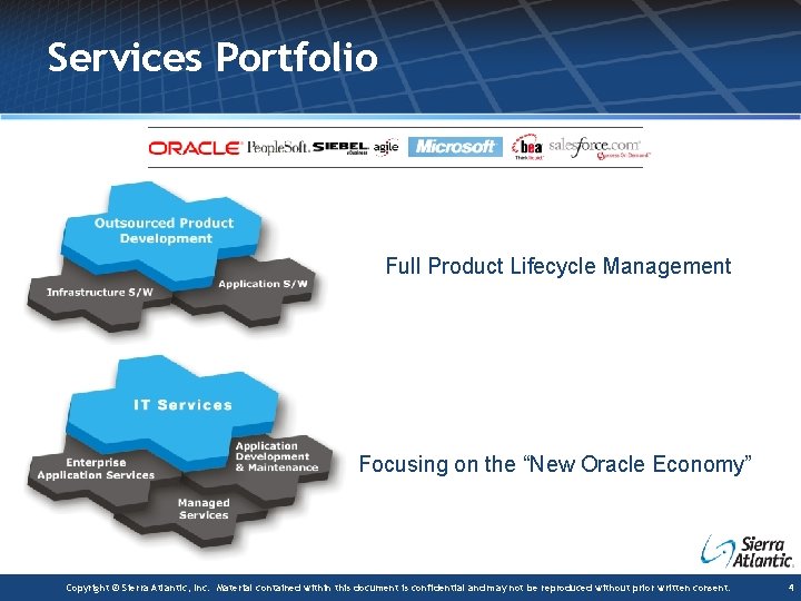 Services Portfolio Full Product Lifecycle Management Focusing on the “New Oracle Economy” Copyright ©