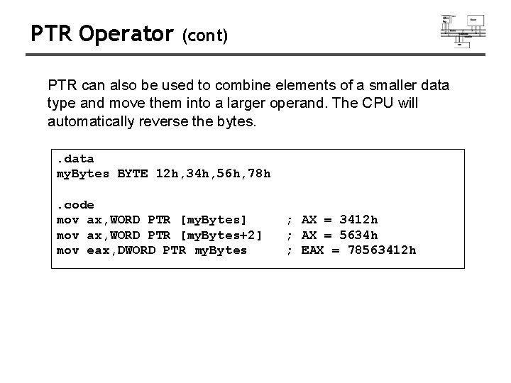 PTR Operator (cont) PTR can also be used to combine elements of a smaller PTR Operator (cont) PTR can also be used to combine elements of a smaller