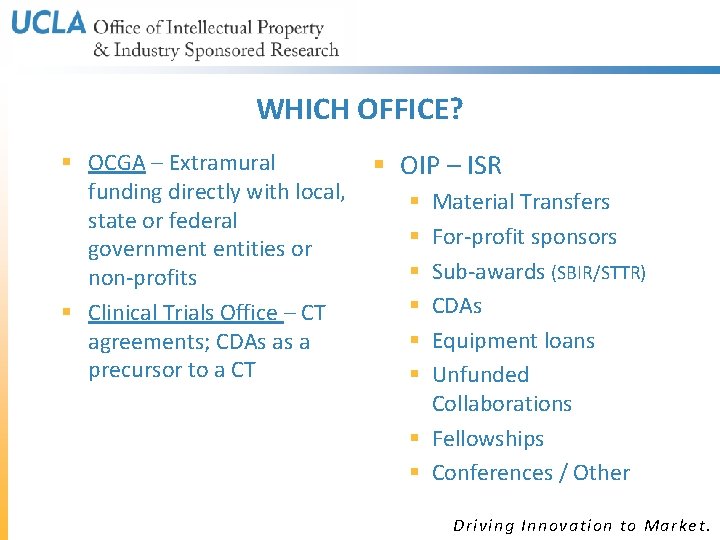 WHICH OFFICE? § OCGA – Extramural funding directly with local, state or federal government WHICH OFFICE? § OCGA – Extramural funding directly with local, state or federal government