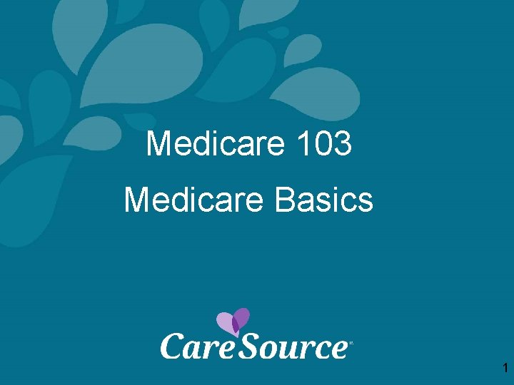 Medicare 103 Medicare Basics 1 