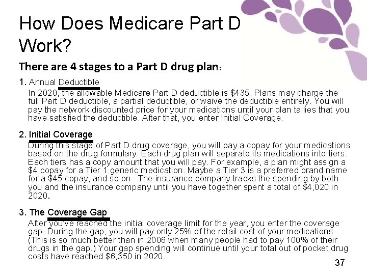 How Does Medicare Part D Work? There are 4 stages to a Part D