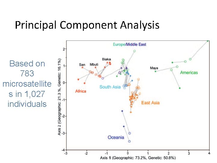 Principal Component Analysis Based on 783 microsatellite s in 1, 027 individuals 