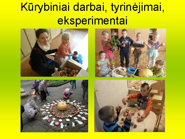 Kūrybiniai darbai, tyrinėjimai, eksperimentai 