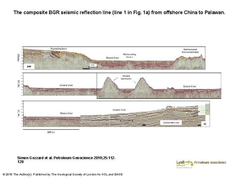 The composite BGR seismic reflection line (line 1 in Fig. 1 a) from offshore