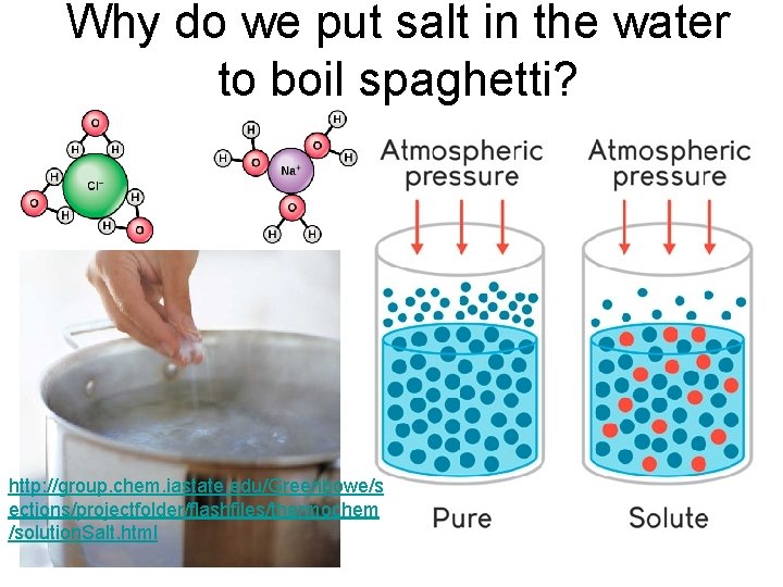 Why do we put salt in the water to boil spaghetti? http: //group. chem.