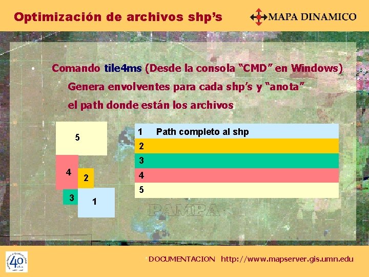 Optimización de archivos shp’s • Comando tile 4 ms (Desde la consola “CMD” en