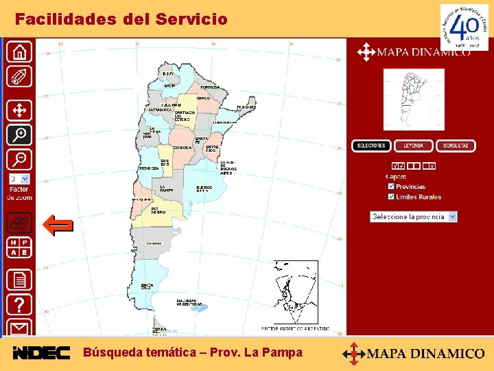 Facilidades del Servicio Búsqueda temática – Prov. La Pampa 