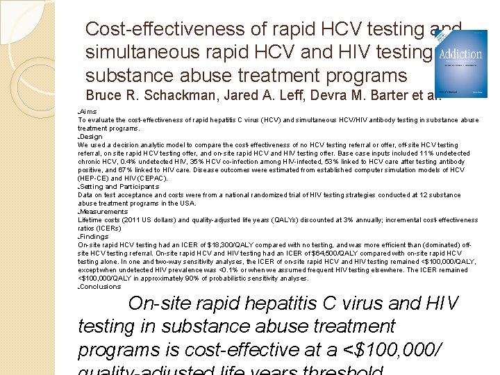 Cost-effectiveness of rapid HCV testing and simultaneous rapid HCV and HIV testing in substance