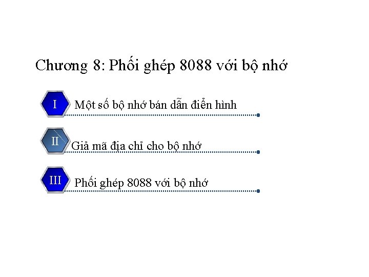 Chương 8: Phối ghép 8088 với bộ nhớ I Một số bộ nhớ bán