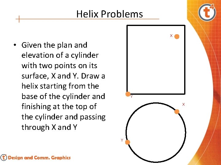 Helix Problems X • Given the plan and elevation of a cylinder with two