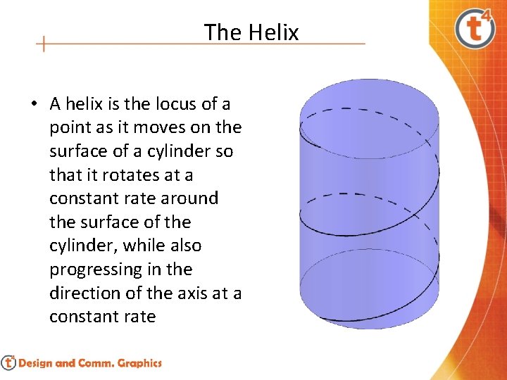 The Helix • A helix is the locus of a point as it moves