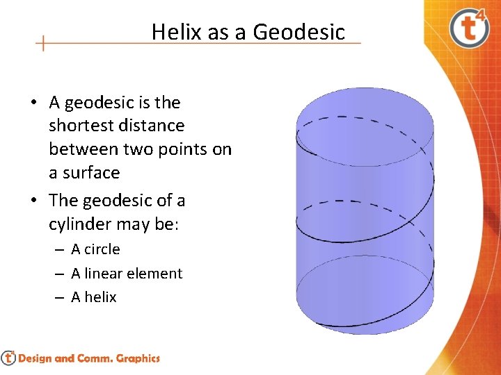 Helix as a Geodesic • A geodesic is the shortest distance between two points