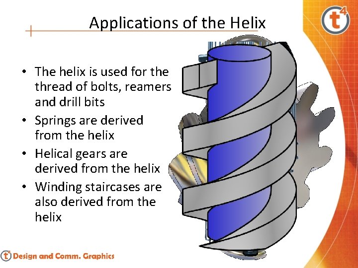 Applications of the Helix • The helix is used for the thread of bolts,