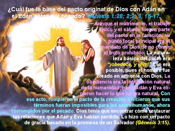 ¿Cuál fue la base del pacto original de Dios con Adán en el Edén