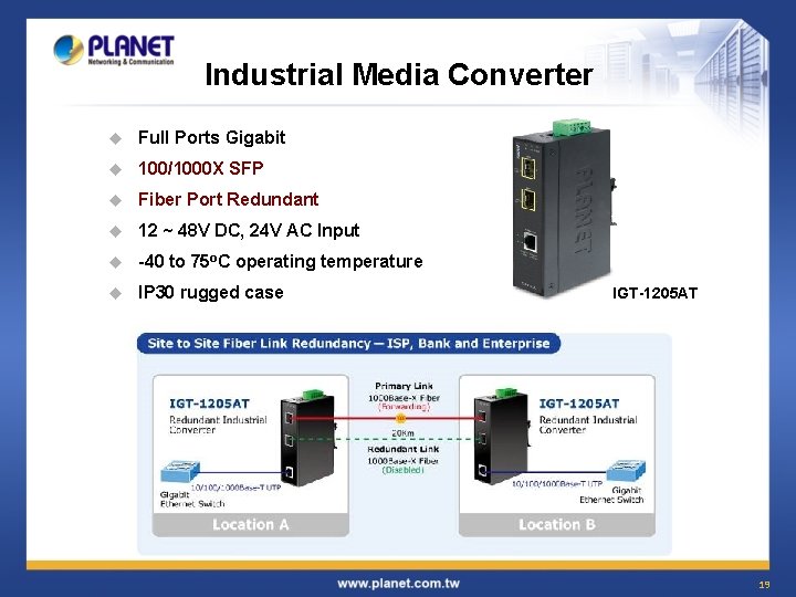 Industrial Media Converter u Full Ports Gigabit u 100/1000 X SFP u Fiber Port