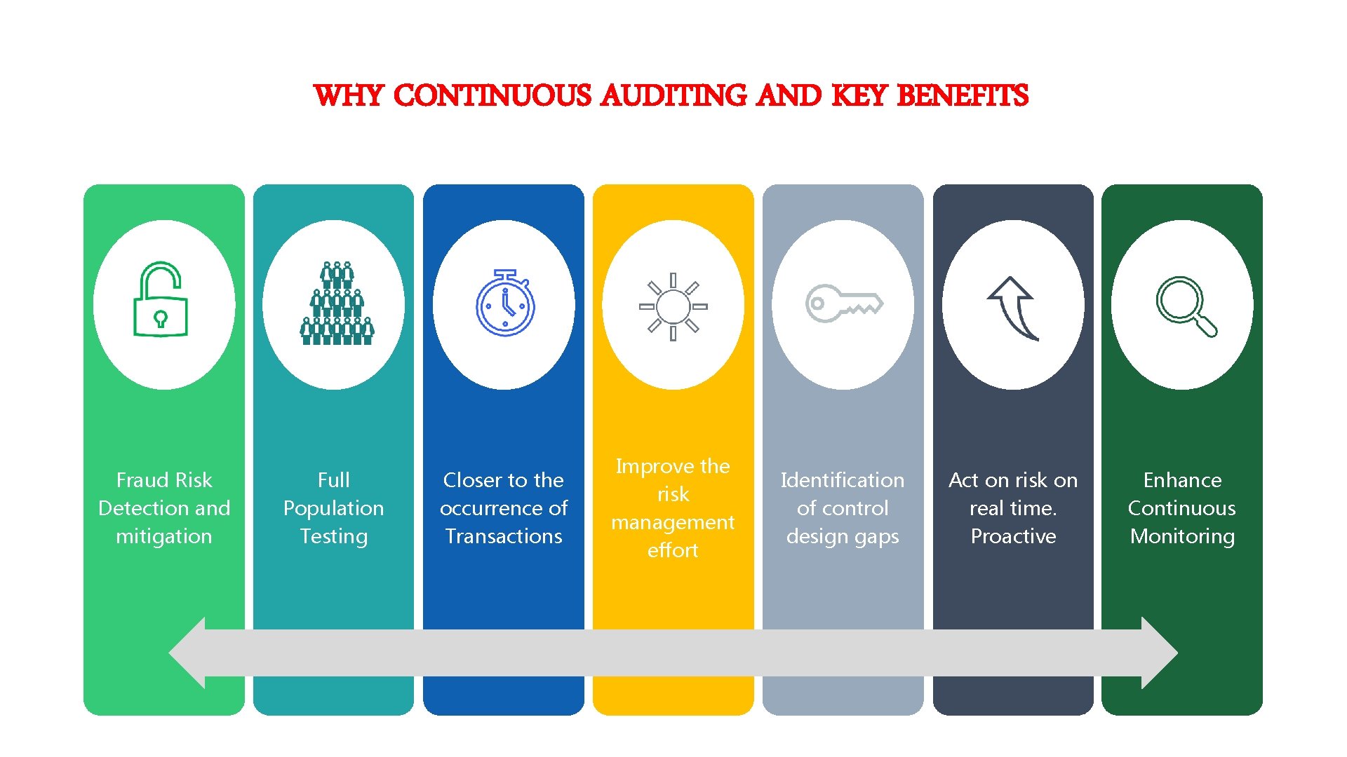 WHY CONTINUOUS AUDITING AND KEY BENEFITS Fraud Risk Detection and mitigation Full Population Testing