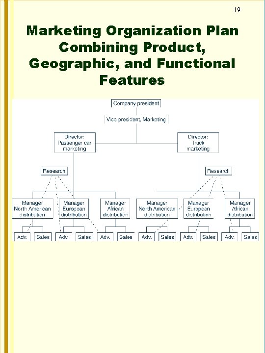 19 Marketing Organization Plan Combining Product, Geographic, and Functional Features 