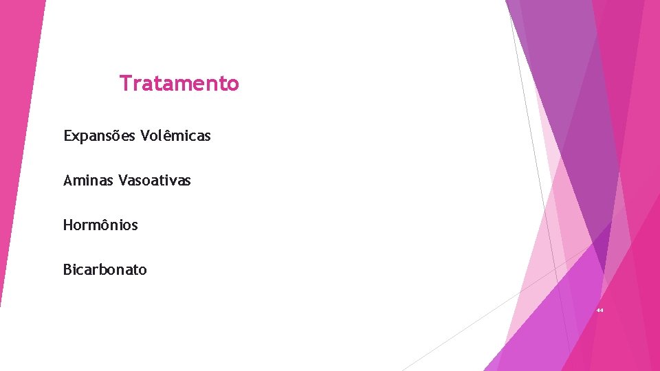 Tratamento Expansões Volêmicas Aminas Vasoativas Hormônios Bicarbonato 44 
