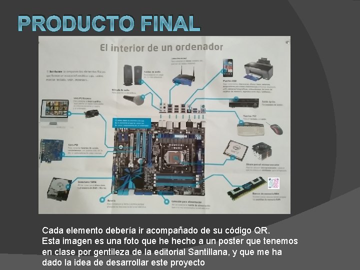 PRODUCTO FINAL Cada elemento debería ir acompañado de su código QR. Esta imagen es
