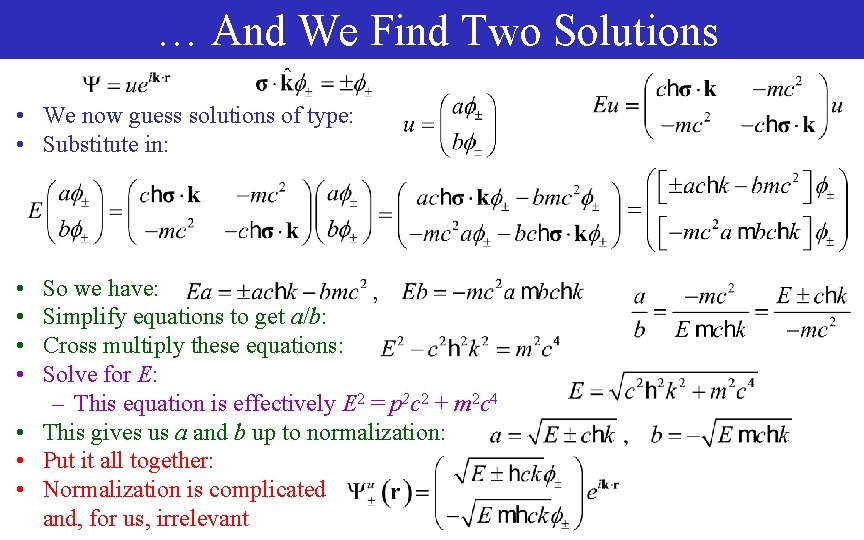 … And We Find Two Solutions • We now guess solutions of type: •