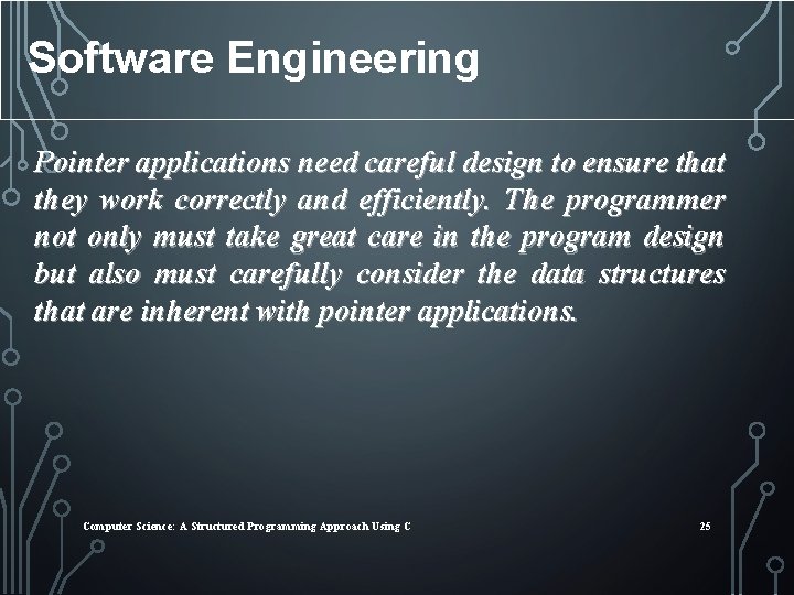 Software Engineering Pointer applications need careful design to ensure that they work correctly and