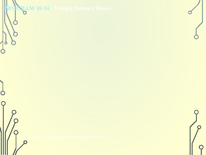PROGRAM 10 -14 Testing Memory Reuse Computer Science: A Structured Programming Approach Using C