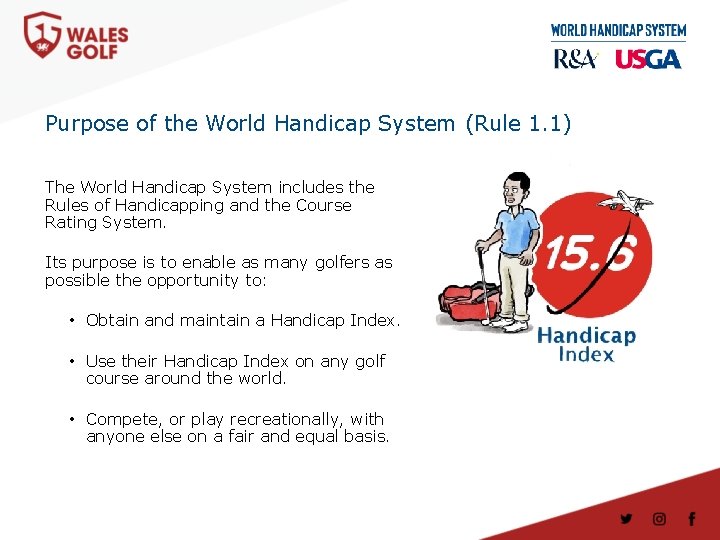 Purpose of the World Handicap System (Rule 1. 1) The World Handicap System includes