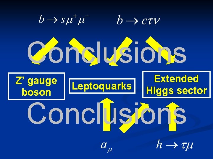 Conclusions Z’ gauge boson Leptoquarks Extended Higgs sector Conclusions 