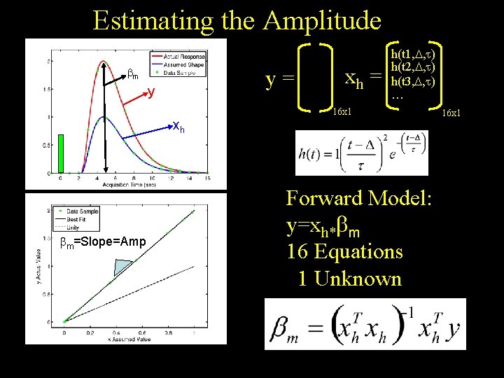 Estimating the Amplitude y= bm y xh bm=Slope=Amp xh = h(t 1, D, t)