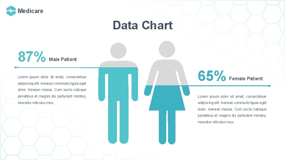 Medicare Data Chart 87% Male Patient Lorem ipsum dolor sit amet, consectetuer adipiscing elit.