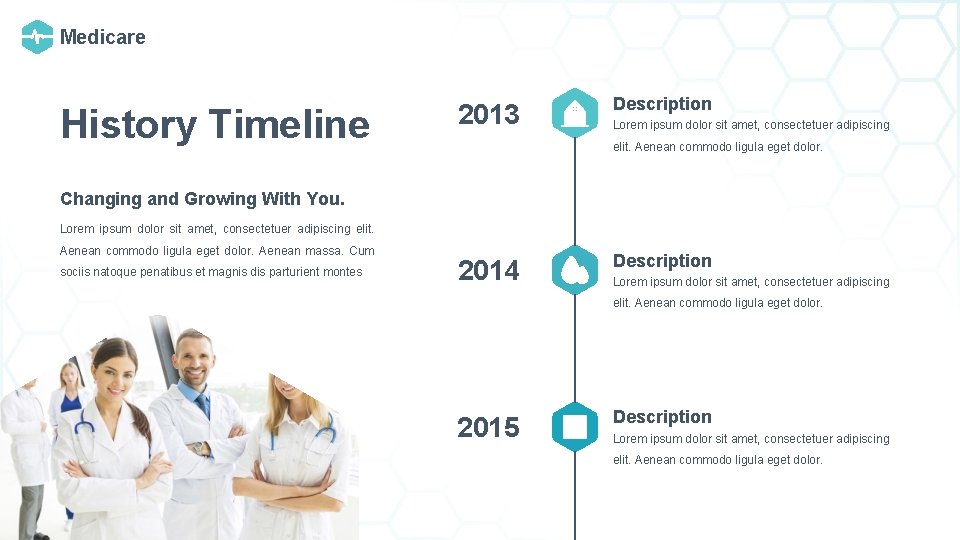 Medicare History Timeline 2013 Description Lorem ipsum dolor sit amet, consectetuer adipiscing elit. Aenean