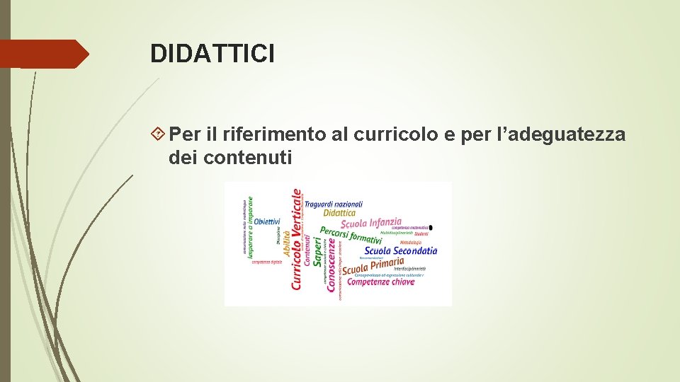 DIDATTICI Per il riferimento al curricolo e per l’adeguatezza dei contenuti 