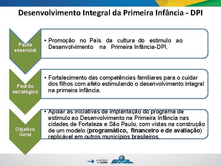 Desenvolvimento Integral da Primeira Infância - DPI Pauta essencial • Promoção no País da Desenvolvimento Integral da Primeira Infância - DPI Pauta essencial • Promoção no País da