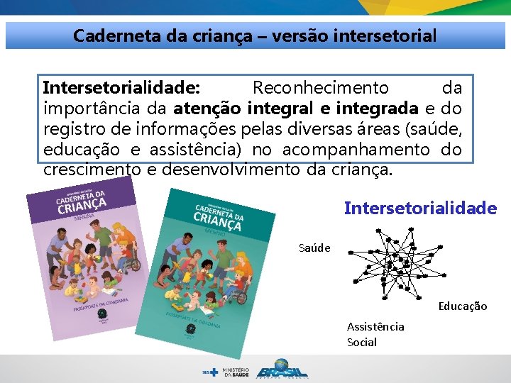 Caderneta da criança – versão intersetorial Intersetorialidade: Reconhecimento da importância da atenção integral e Caderneta da criança – versão intersetorial Intersetorialidade: Reconhecimento da importância da atenção integral e