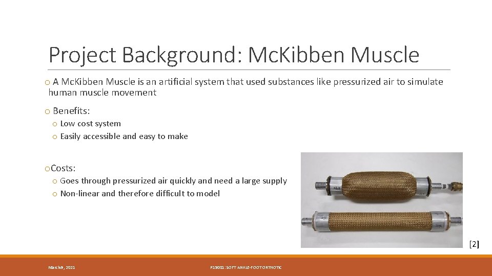Project Background: Mc. Kibben Muscle o A Mc. Kibben Muscle is an artificial system