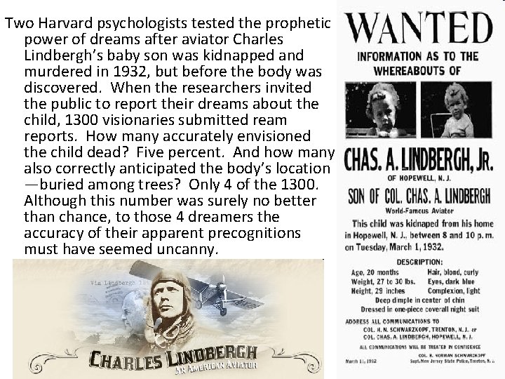 Two Harvard psychologists tested the prophetic power of dreams after aviator Charles Lindbergh’s baby