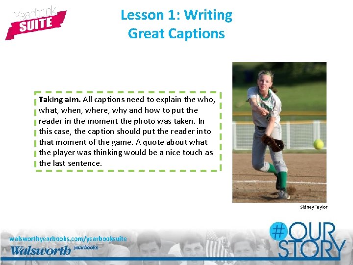 Lesson 1: Writing Great Captions Taking aim. All captions need to explain the who,