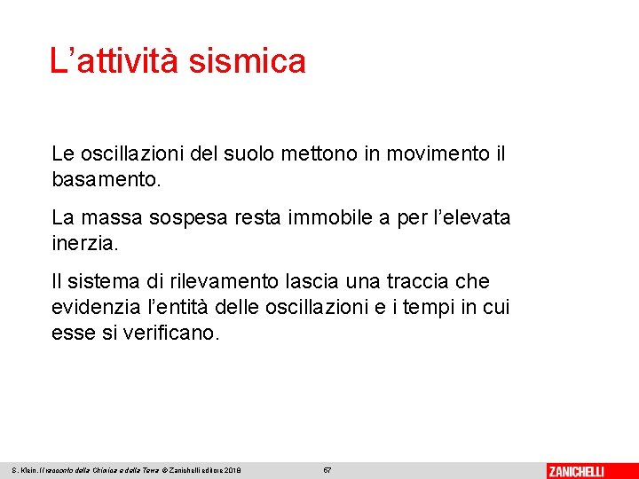 L’attività sismica Le oscillazioni del suolo mettono in movimento il basamento. La massa sospesa