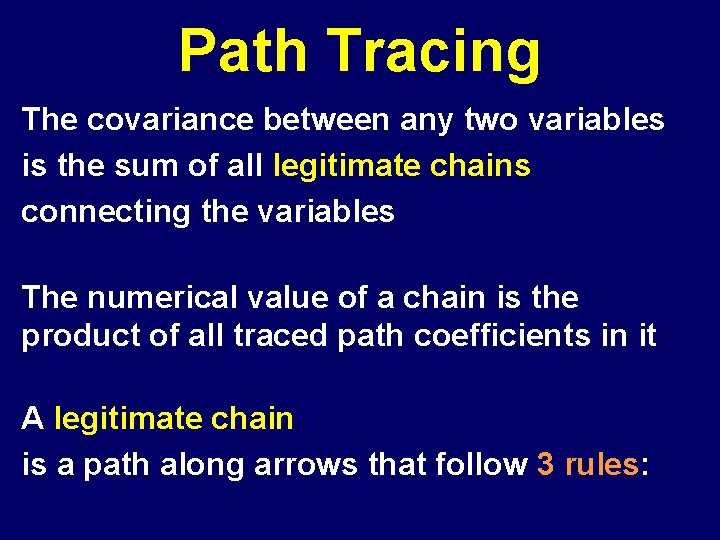 Path Tracing The covariance between any two variables is the sum of all legitimate