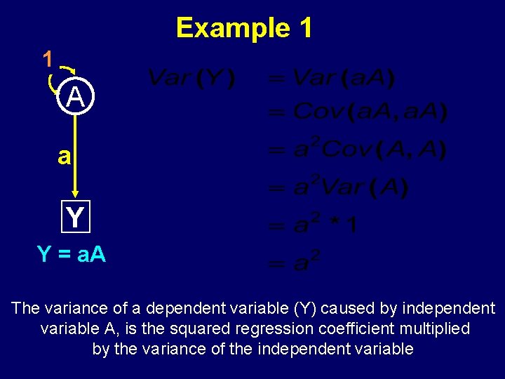 Example 1 1 A a Y Y = a. A The variance of a