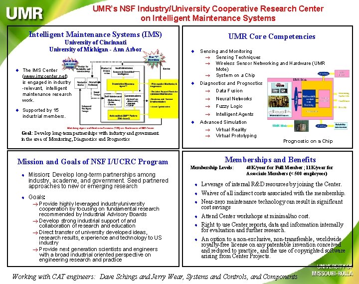 UMR’s NSF Industry/University Cooperative Research Center on Intelligent Maintenance Systems (IMS) University of Cincinnati