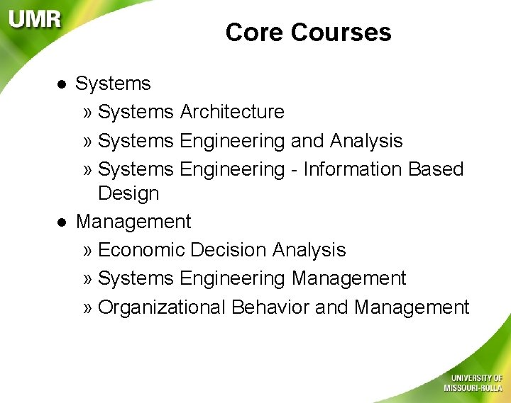 Core Courses l l Systems » Systems Architecture » Systems Engineering and Analysis »