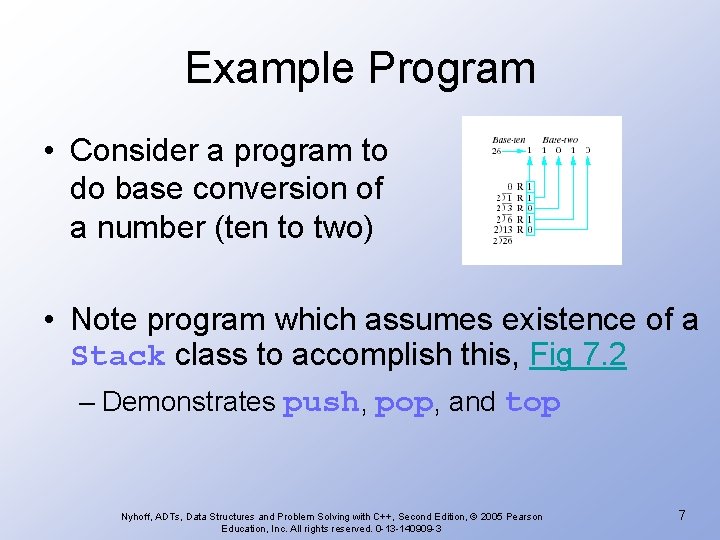 Example Program • Consider a program to do base conversion of a number (ten
