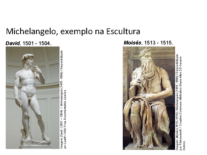 David, 1501 - 1504. Imagem: Moisés (1513– 1515) / Michelangelo (1475 -1564) / Disponibilizado David, 1501 - 1504. Imagem: Moisés (1513– 1515) / Michelangelo (1475 -1564) / Disponibilizado