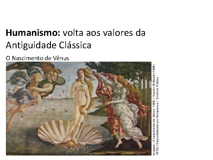 História, 7º Ano do Ensino Fundamental Renascimento Cultural Humanismo: volta aos valores da Antiguidade História, 7º Ano do Ensino Fundamental Renascimento Cultural Humanismo: volta aos valores da Antiguidade